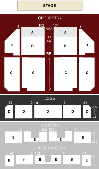 Tower Theater Upper Darby, PA - seating chart and stage